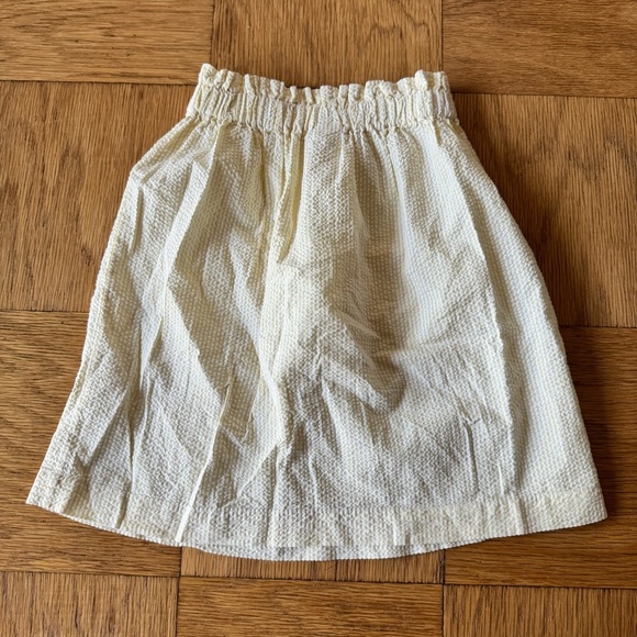 Bonton Girls 12 Skirt Yellow Seersucker Pink Heart Pockets Elastic Stretch Waist - Picture 2 of 7